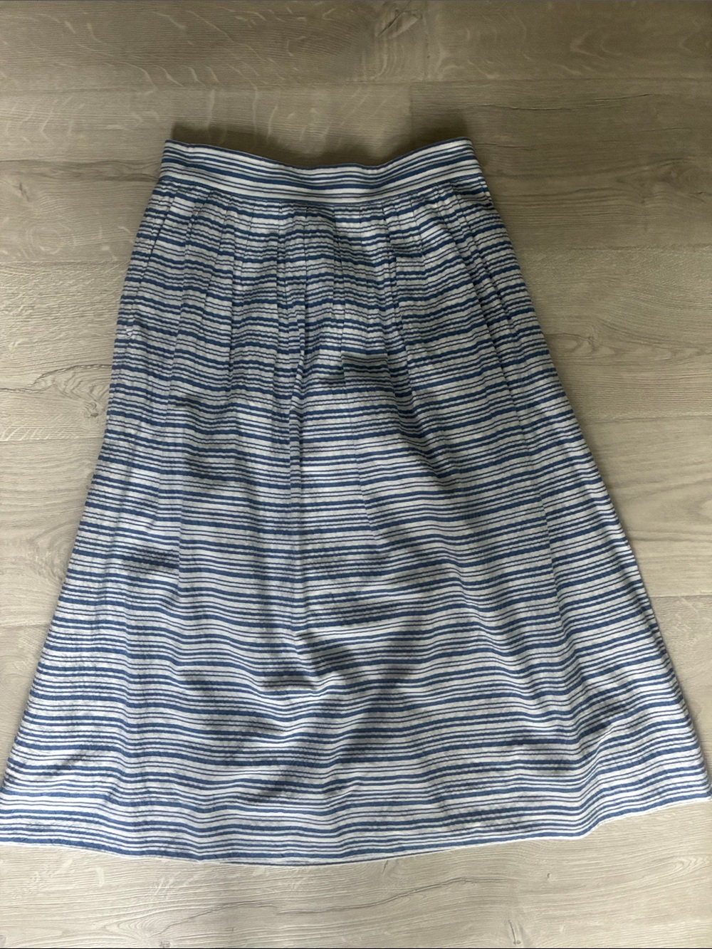 J. Crew Textured Cotton Blue and White Striped A-Line Skirt Size 4